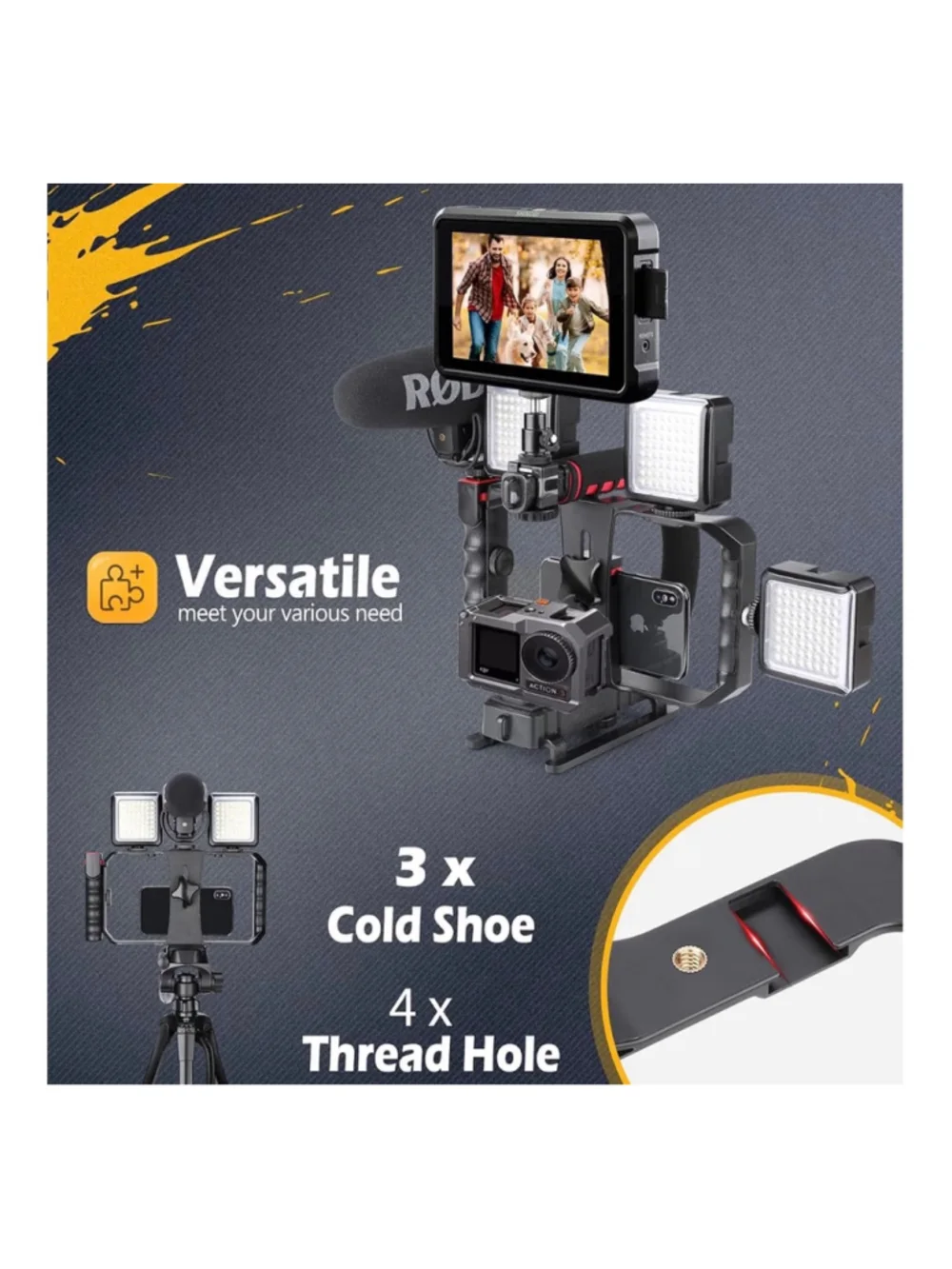 NEW Smartphone Video Rig Camera Stabilizer One Size Black Red
